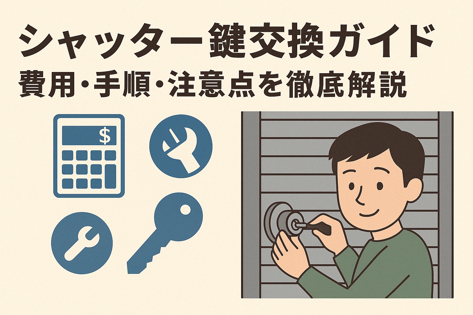 シャッター鍵交換の費用など